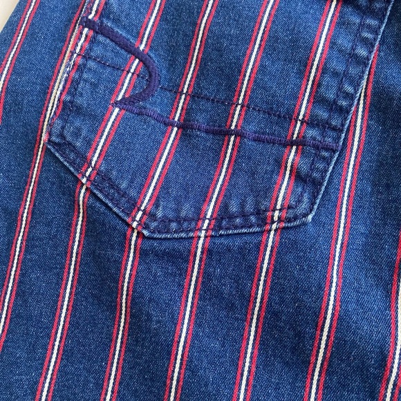 American Eagle High Rise Striped Denim Mini Skirt Frayed Hem Patriotic RWB - Picture 6 of 10